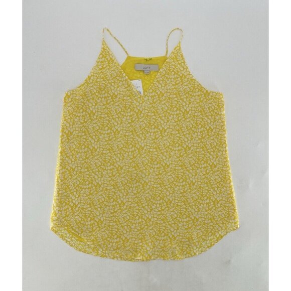 NWT LOFT Women’s Yellow Floral Chiffon Strappy Sleeveless Blouse Boho‎ Sz XS - Picture 3 of 8